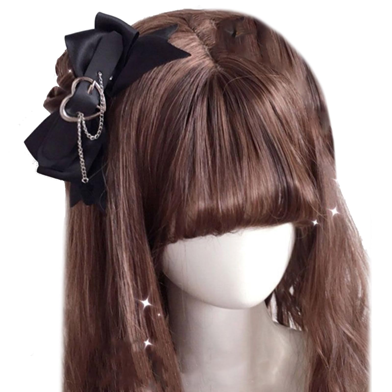 Maxtonser Bowknot Shape Hairpins Hot Girls Punk Hair Clip Halloween Ponytail Side Hair Clip with Chain for Woman Bangs