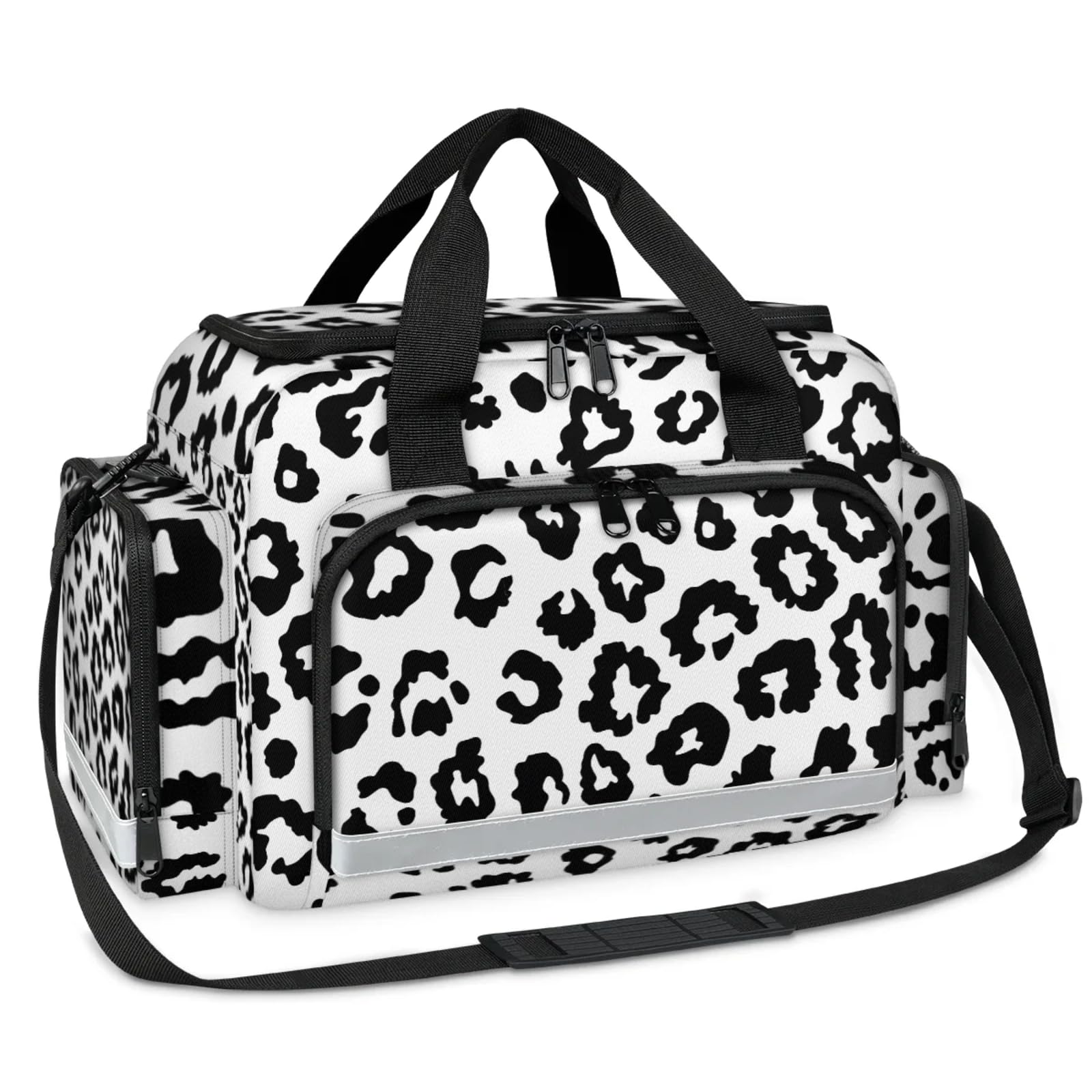 GzLeyigou First Aid Bags Empty, Chic Leopard Print Emergency Bag First Aid Kit Multiple Compartment Kit Carrier On Call Trauma Bag For Paramedics Emergency Medical Supplies Kit
