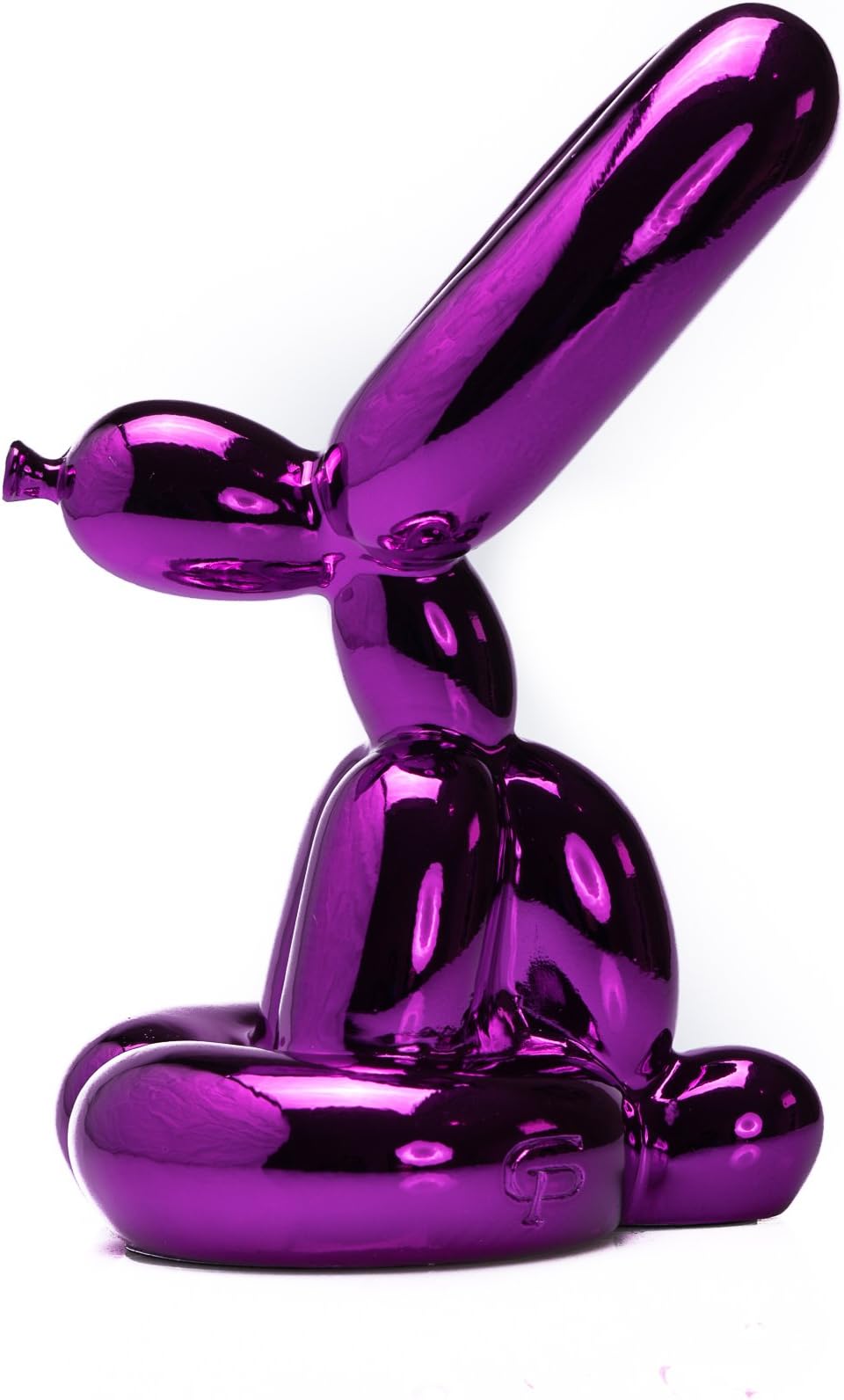 Balloon Animals Sculpture 6 in. Bunny Rabbit Figurine 4" x 4" x 6" Small Magenta Metallic Finish Resin Art Statue