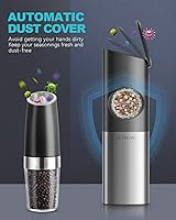 Vista 6 de Ultrean Molinillo de Pimienta Recargable, Molinillo de Sal y Pimienta por Gravedad con 6 Niveles de Grosor Ajustables, Luz LED, Operación Automática