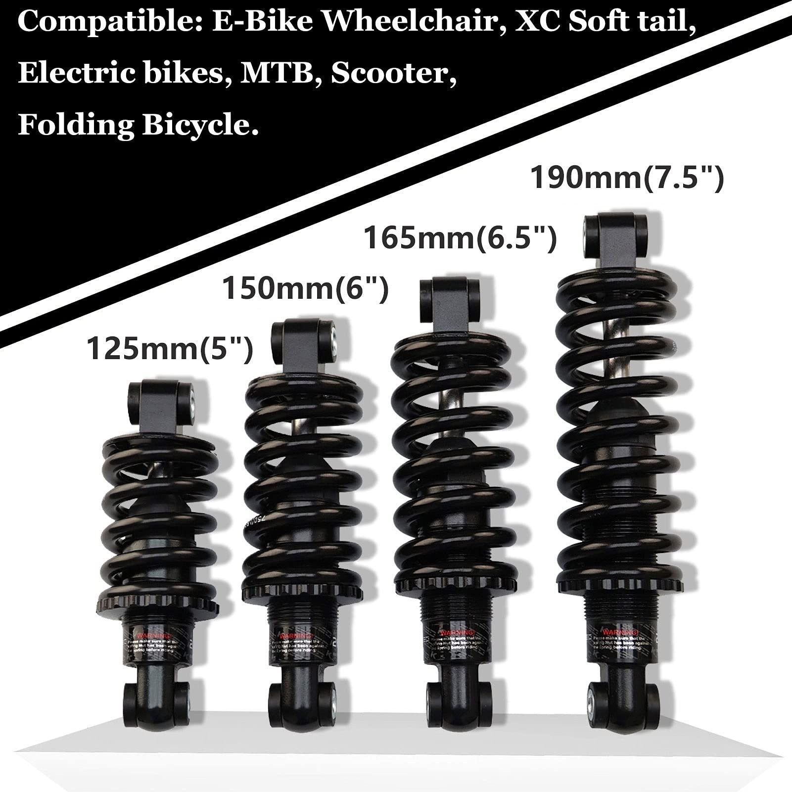 MTB Stoßdämpfer Hinten Schraubenfeder 125mm 150mm 165mm 190mm Mountain Wheel Chair Fahrrad Federung Stoßdämpfer