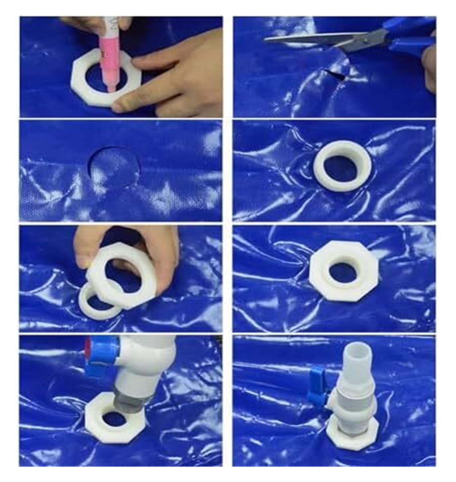 Vasca in PVC per laghetto di Koi, Vasca per Pesci da Esterno per laghetto di Koi - Vasca di contenimento temporanea Fuori Terra con Anelli di trazione per rifugio Acquatico (140x80x90 cm) -