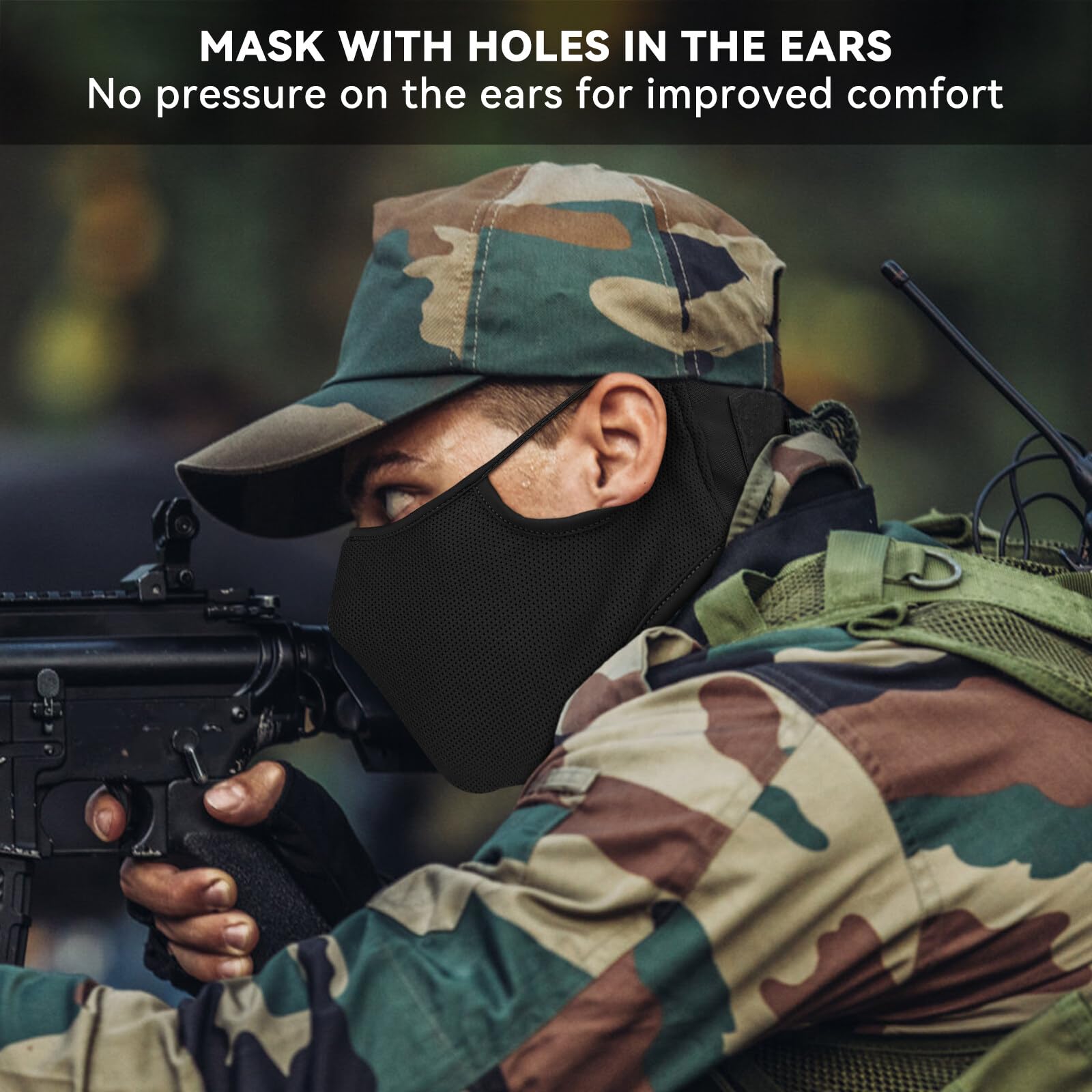 AOUTACC Masque de tir, Demi-Masque en Silicone, Tactique Multifonctionnel, Respirant, pour l'extérieur, BBS, Paintball, tir, Jeu de Survie CS - 5