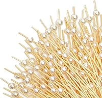 Vista 6 de Okuna Outpost Palillos de dientes para aperitivos, 4.7 pulgadas, perla blanca, 150 unidades, brochetas de bambú para selecciones de cóctel