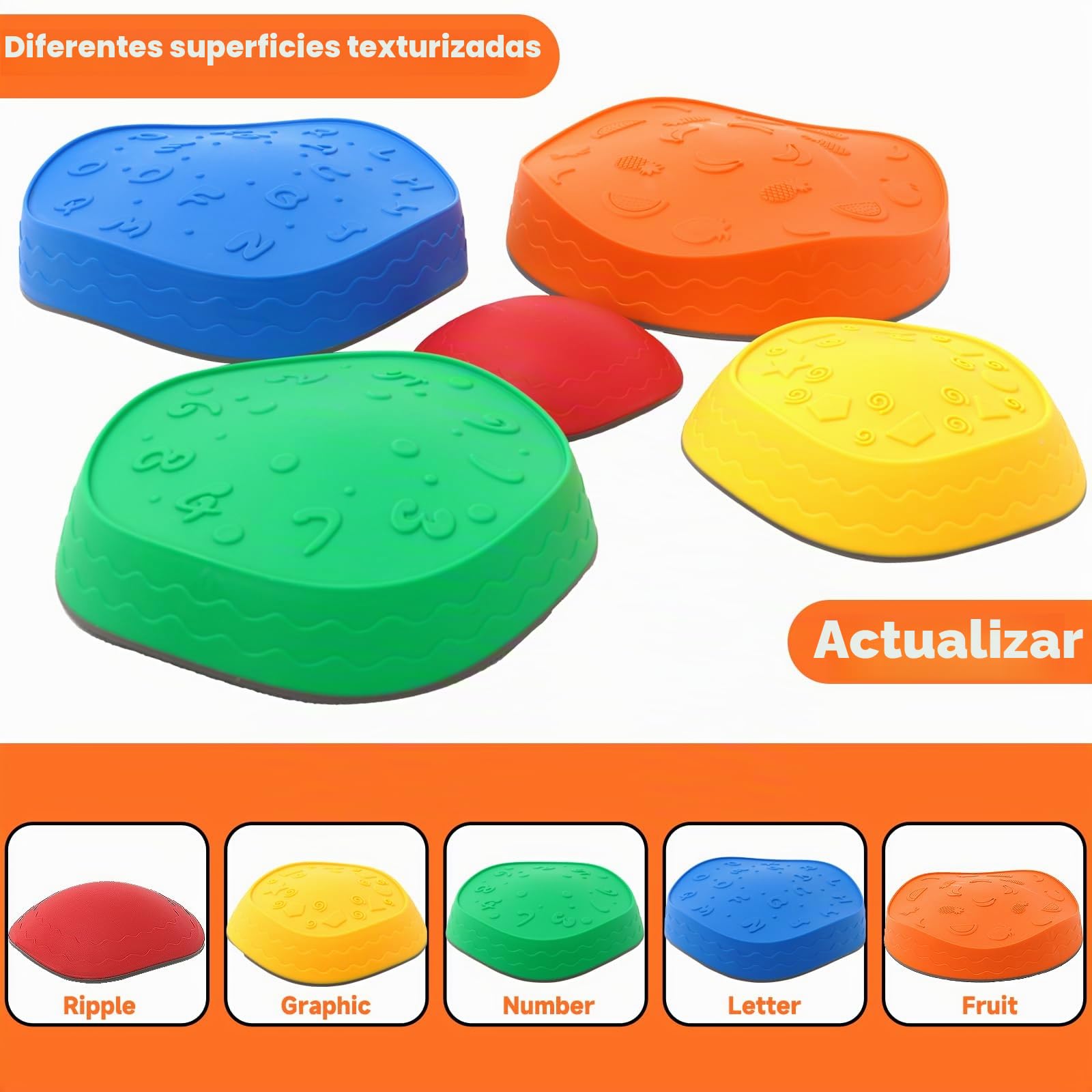 Piedras de Equilibrio para Niños, 5 Piedras Antideslizante Apilables, Juego Equilibrio Niños, Entrenamiento de Equilibrio en Interiores y Exteriores, Que Fomentan el Equilibrio y Habilidades Motoras