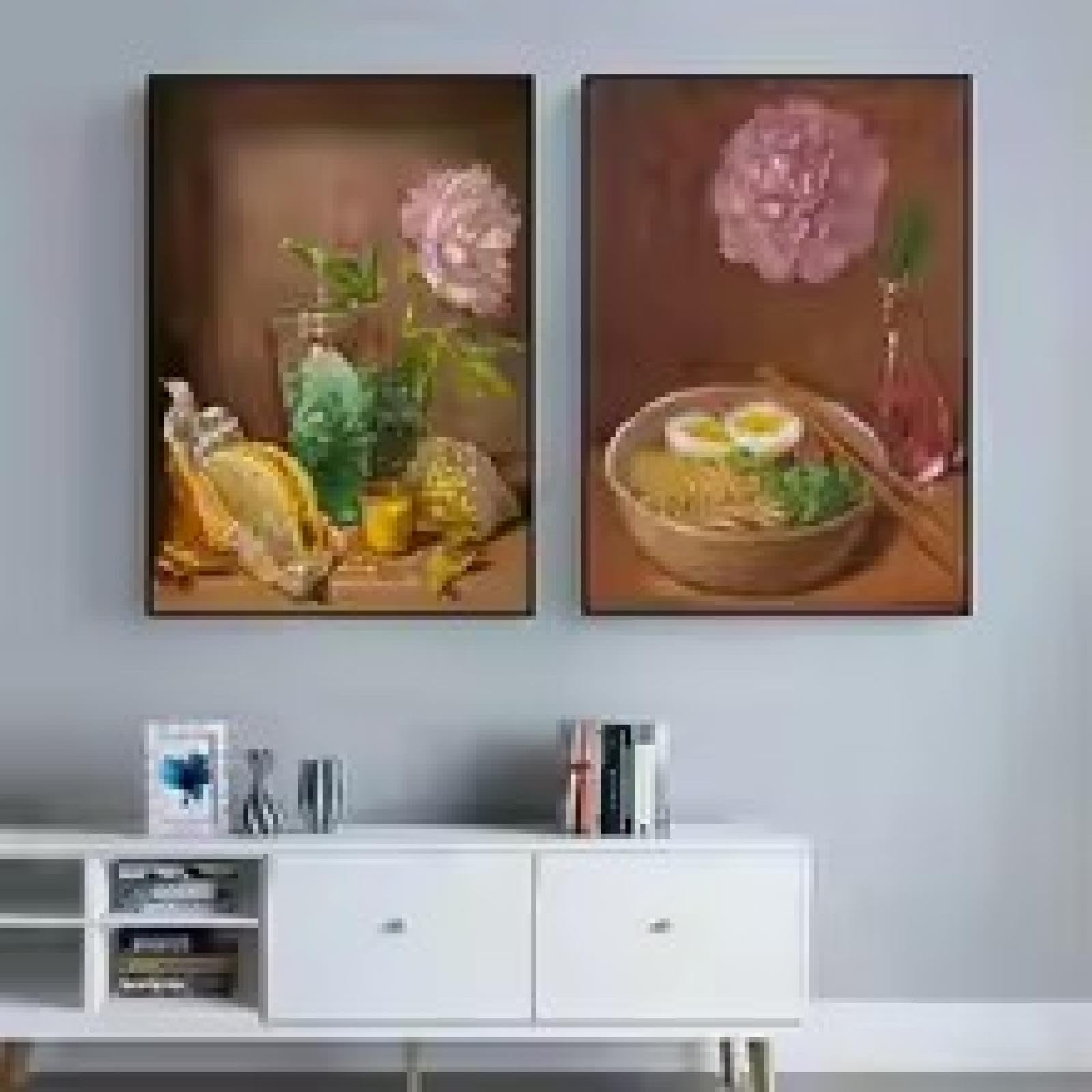 Décor cuisine moderne avec tableau nourriture rétro hamburger frites en toile - 8