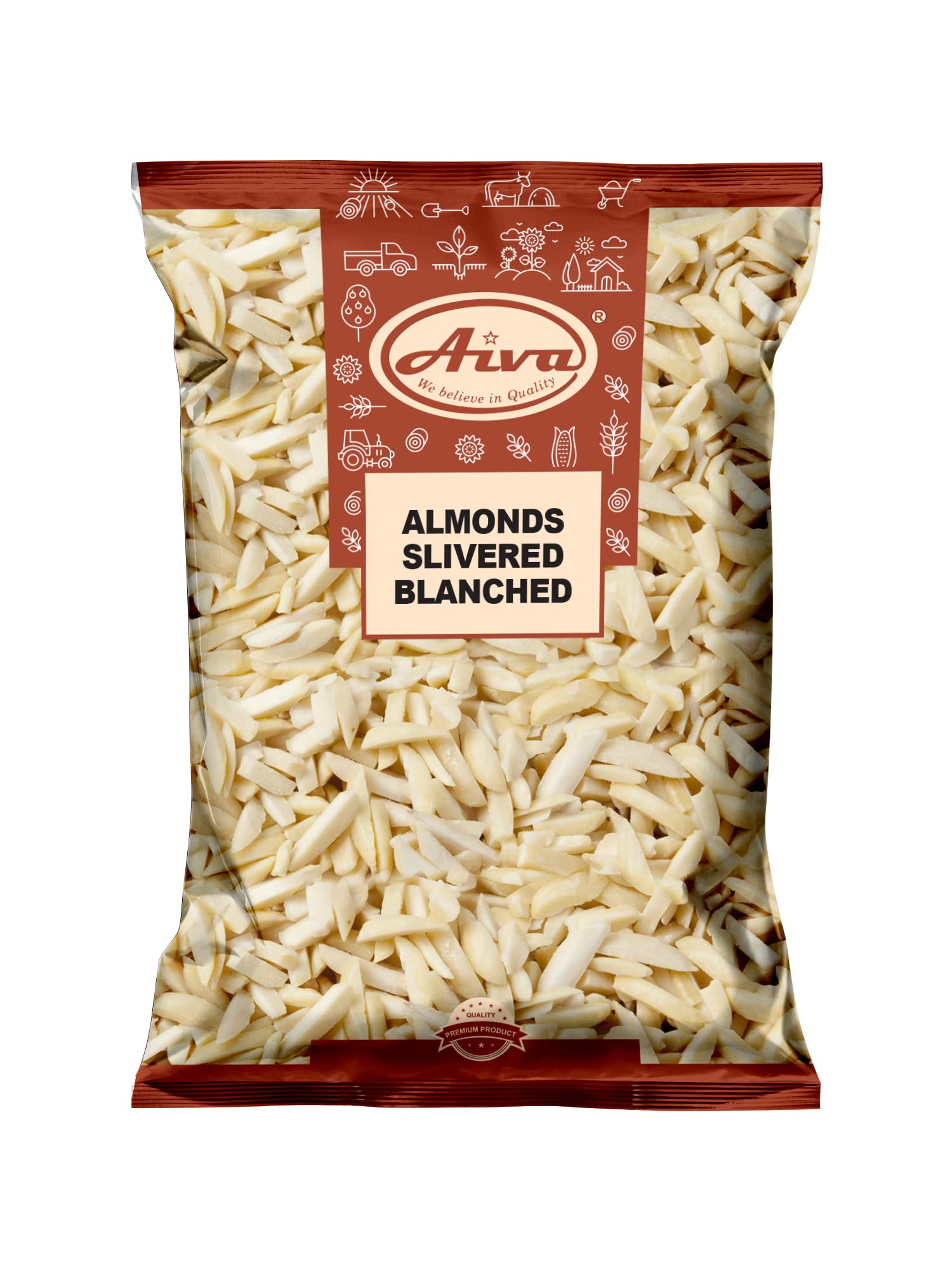 Aiva Blanched Slivered Almonds (5 LB Bulk Bag) – Premium Ready-to-Use Almonds for Baking, Cooking, and Snacking