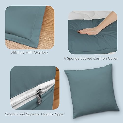 Miniatura 6 de Christy Exports Juego de 2 fundas de almohada cuadradas de 18 x 18 pulgadas  Funda de almohada lisa para sofá (gris oscuro)