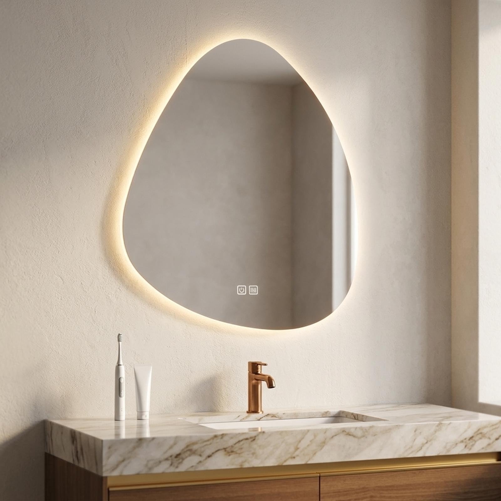 Specchio Bagno LED Irregolare Parete Dimmerabile Antiappannamento