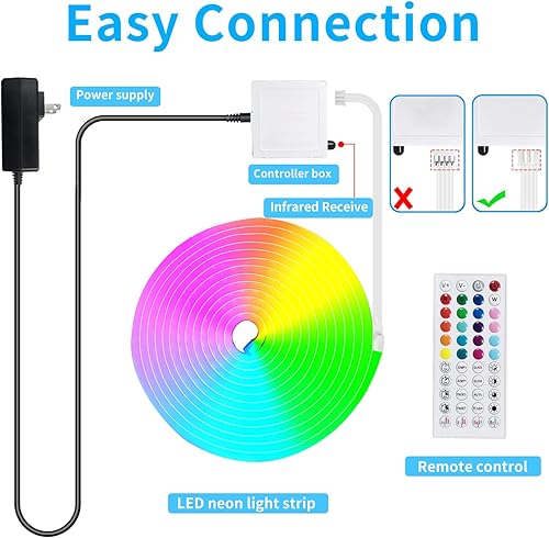 Miniatura 7 de vimeepro Cuerda de luces LED de neón de 50 pies, sincronización de música, IP65, impermeable, flexible, tira de luces LED de 40 teclascontrol por