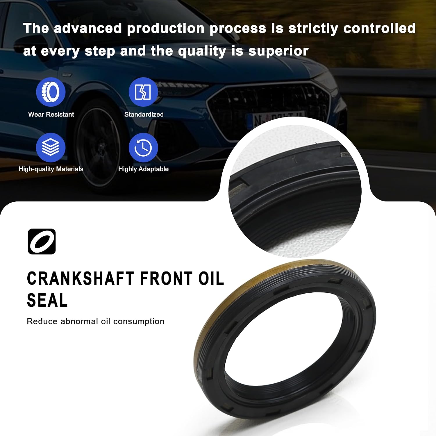 06L103085B 06H103085G Front Crankshaft Oil Seal Compatible with VW Golf Jetta Passat Tiguan Eos CC Beetle Arteon Audi A3 A4 A5 A6 A7 A8 Q3 Q5 Q7 Q8 TT 1.8T 2.0T