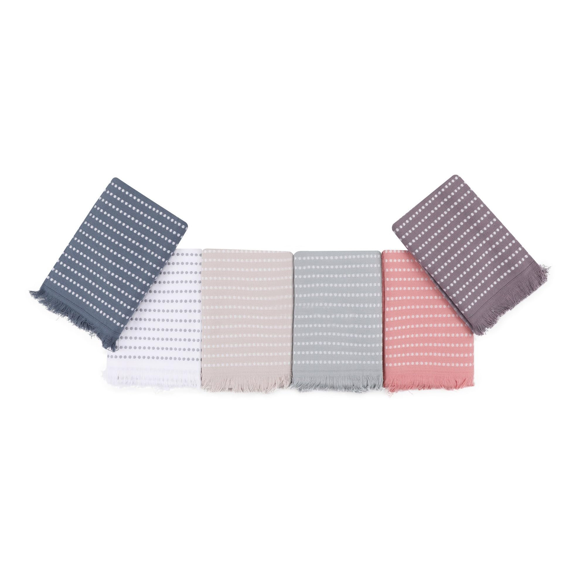 Well Home Wash Towel Set (6-Piece) Dark Blue, Brown, Powder, Green and Beige, Dark Blue Brown Powder Green Beige, 40x60 - Image 3