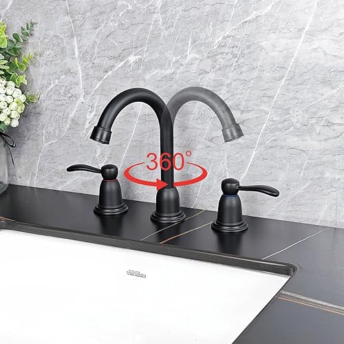 Miniatura 3 de Grifo de lavabo de baño de 8 pulgadas negro mate con drenaje desplegable y mangueras de suministro de grifo cUPC, grifos de tocador de 8 pulgadas, 3