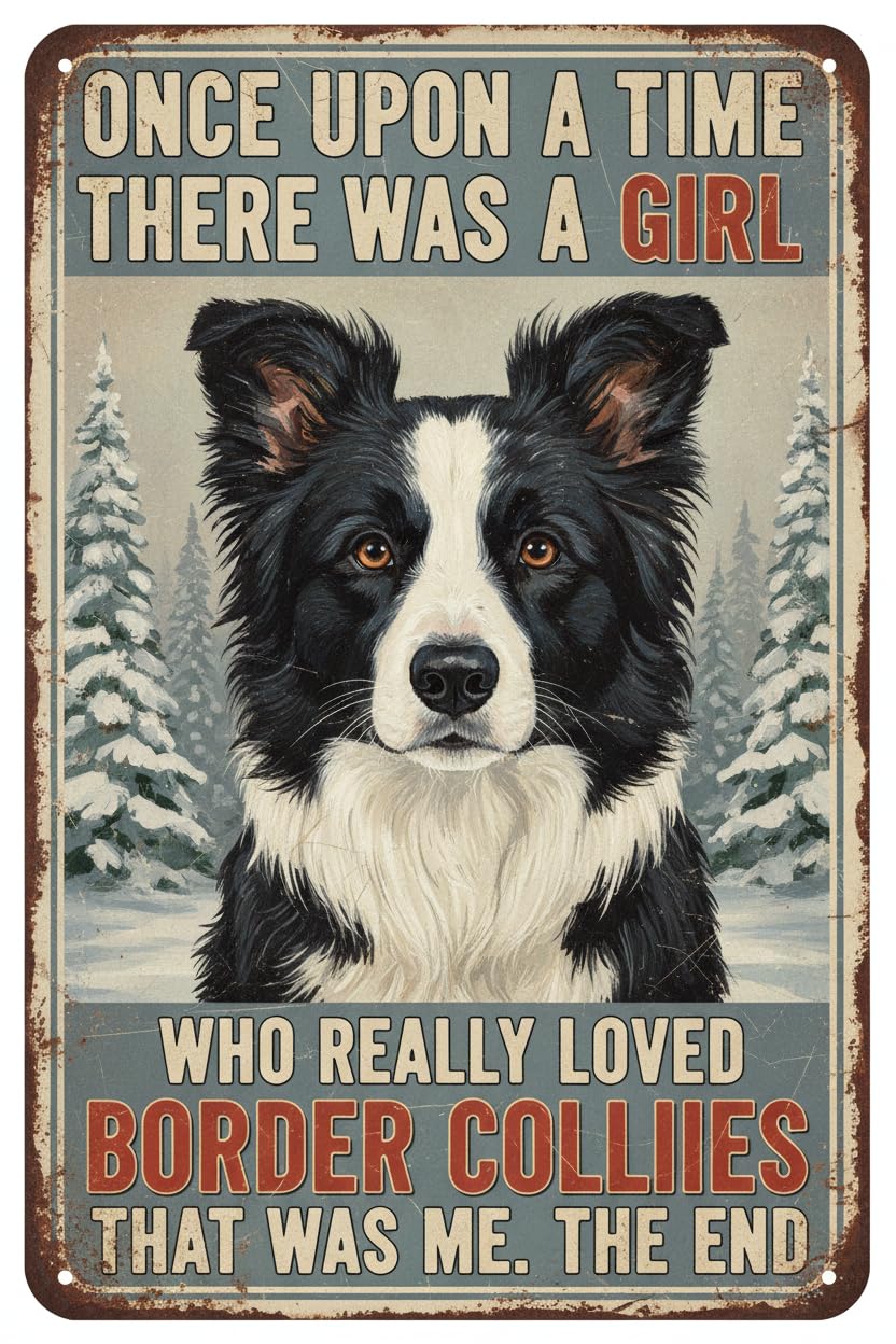 Wall Decor Vintage Art Tin Sign A Girl Who Really Loved Border Collies Tin Sign Vintage Art Sign For Streets Barbed Wire Fences Forests Gardens Door 8x12Inch Signs Aluminum Plates Printed