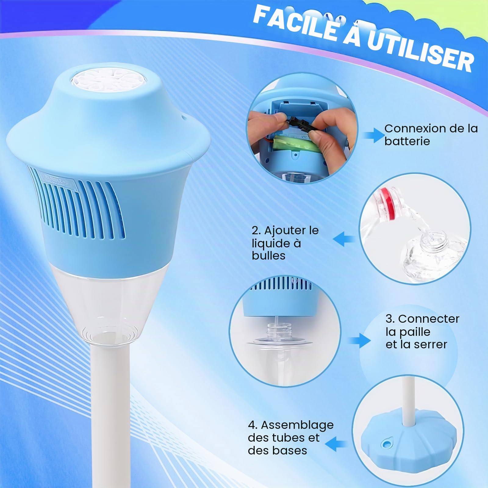 Lampe à bulles de jardin, machine à bulles d'extérieur avec lumière et musique, machine à bulles électrique rechargeable avec plus de 20 000 bulles par minute, pour jardin, fête, enfants (rouge)