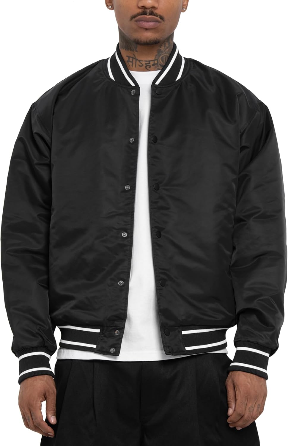 Pro Club Men's Comfort Wide Satin Baseball Varsity Jacket