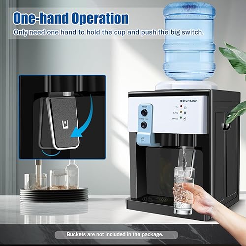 Miniatura 2 de SNKOURIN Top Loading Dispensador de enfriador de agua, dispensador de agua para botella de 5 galones, 3 ajustes de temperatura, dispensador de