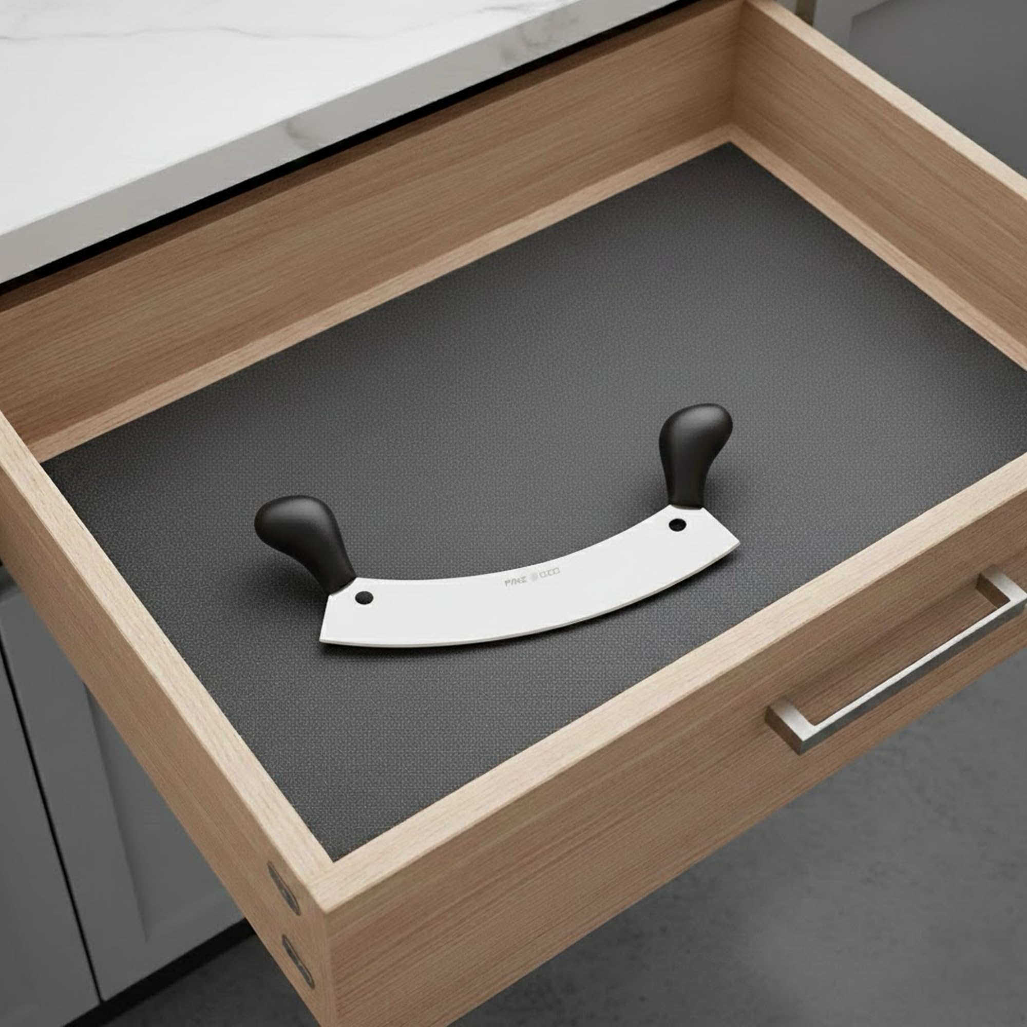 Pirge Ecco Wiegemesser für Fleisch 35 cm Einschneidig Kräutermesser Pizzaschneider - Fleischermesser - Edelstahl Profi Küchenmesser Pizzamesser - Ergonomisches Kunststoff Griffdesign