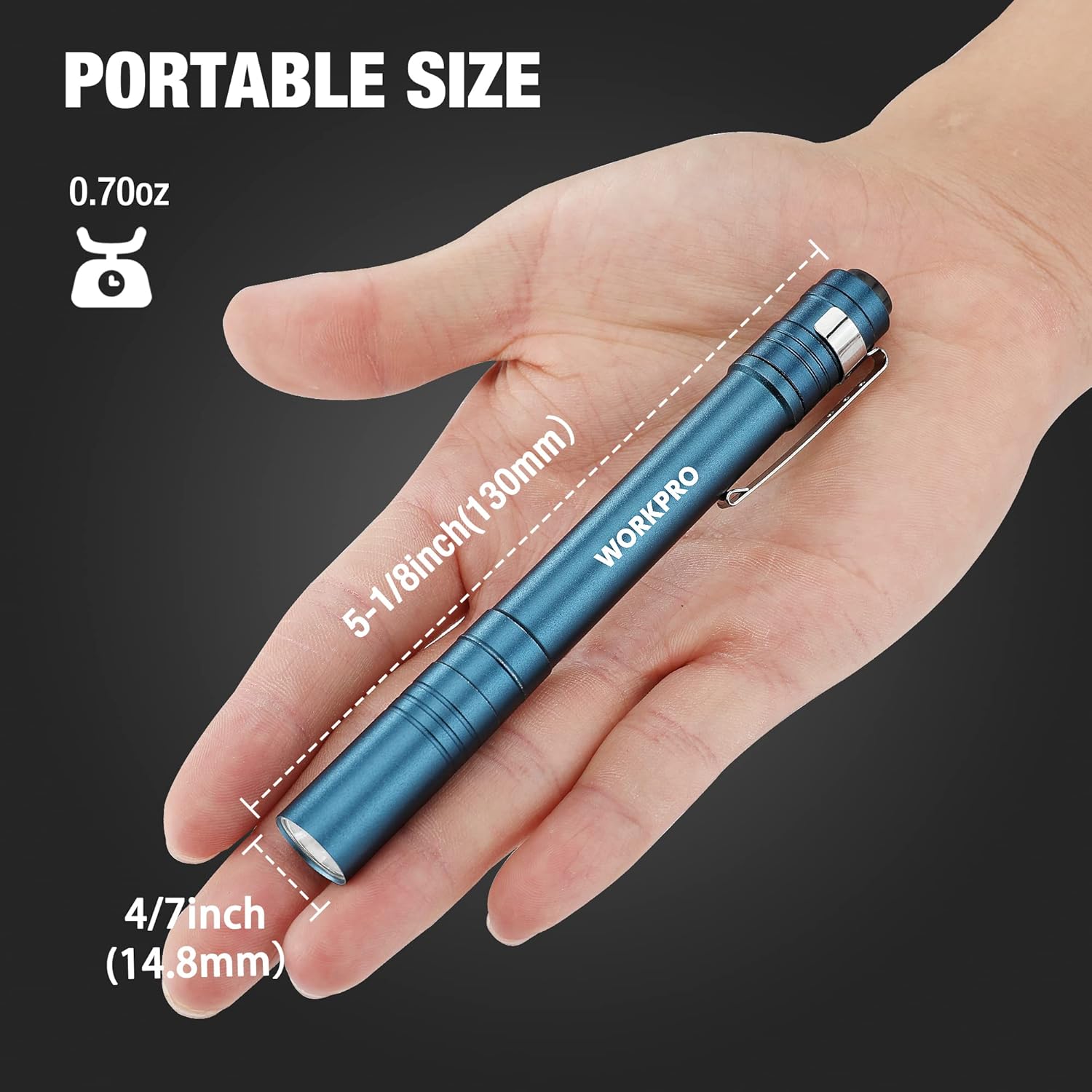 WORKPRO 4 Pack Blue Pen Light Set & 4 Pack Black Pen Light Set