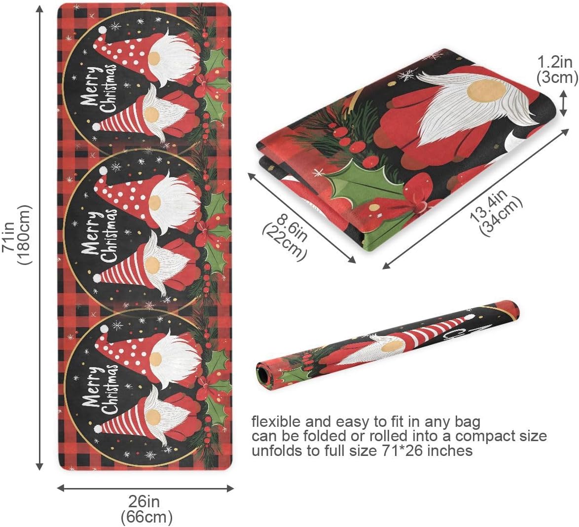 ALAZA Christmas Gnomes Yoga Mat Non Slip Fitness Exercise Mat, Workout Mat for Yoga, Pilates and Floor Exercises