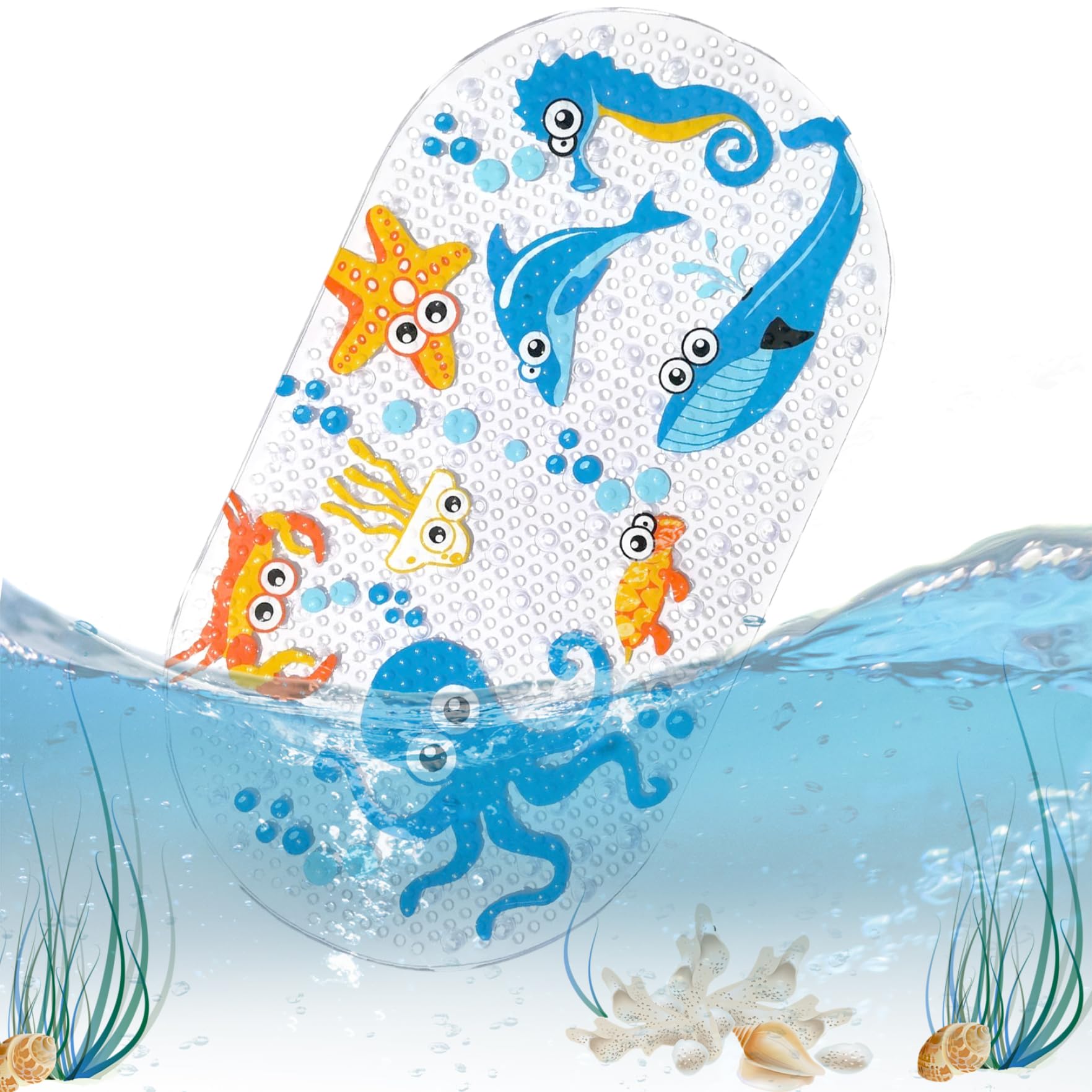 Mat de Bain pour Tout-Petit, Tapis de Baignoire en PVC sans Glissement en PVC pour Les Enfants, Tapis de Baignoire pour bébé en Dessin animé, Tapis de Bain pour Les Enfants pour Baignoire