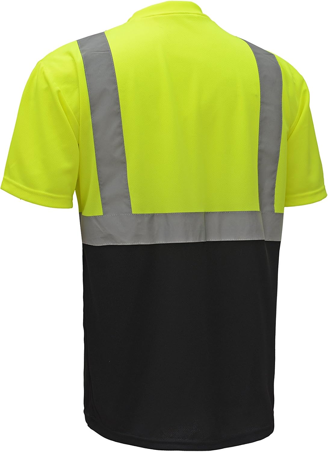 CJ Safety CJHVTS2003 ANSI Class 2 High Vis Short Sleeve Black Bottom Safety Shirt Moisture Wicking Mesh (5XL, Green)