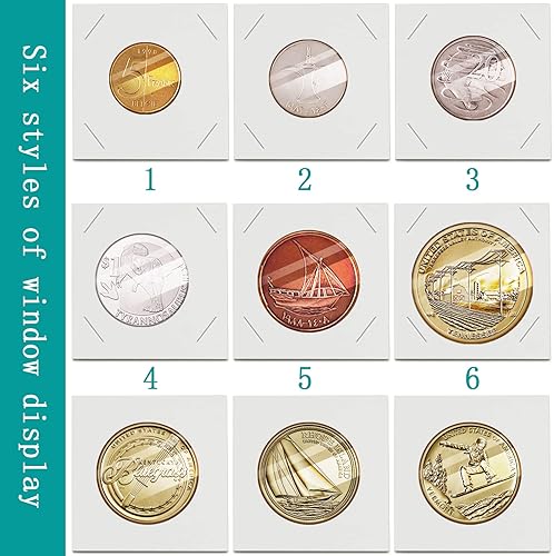 Miniatura 5 de 300 soportes para monedas de cartón, 6 tamaños de 2 x 2 pulgadas para suministros de colección de monedas