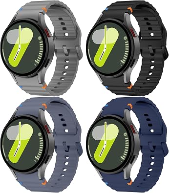 4 Pack Bands Compatible with Samsung Galaxy Watch 7 Bands 40mm 44mm, 20mm No Gap Silicone Sport Strap for Galaxy Watch 7 6 5 4 FE Women Men