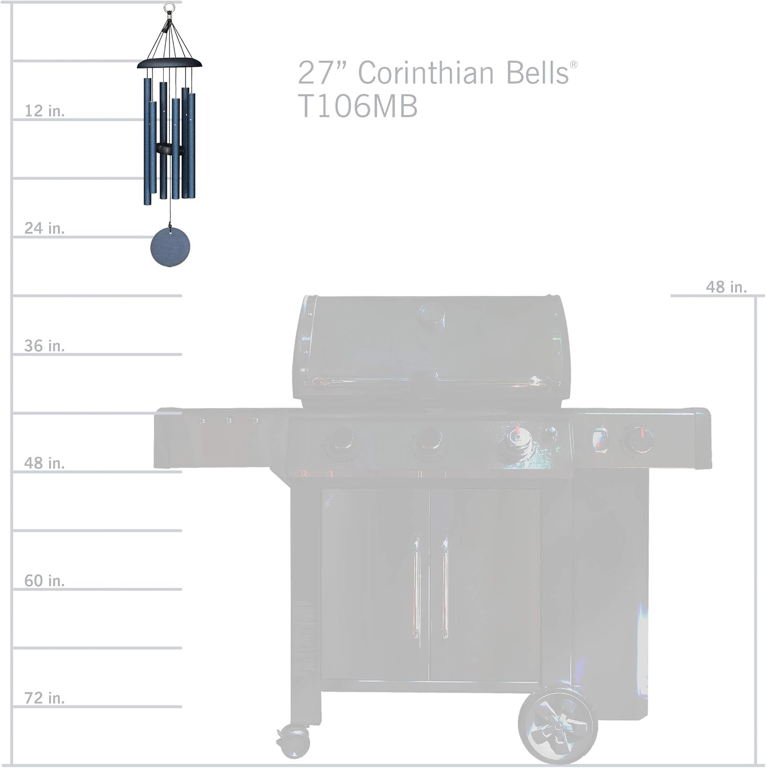 Corinthian Bells 27-inch Windchime, Midnight Blue : Wind Noisemakers : Patio, Lawn & Garden