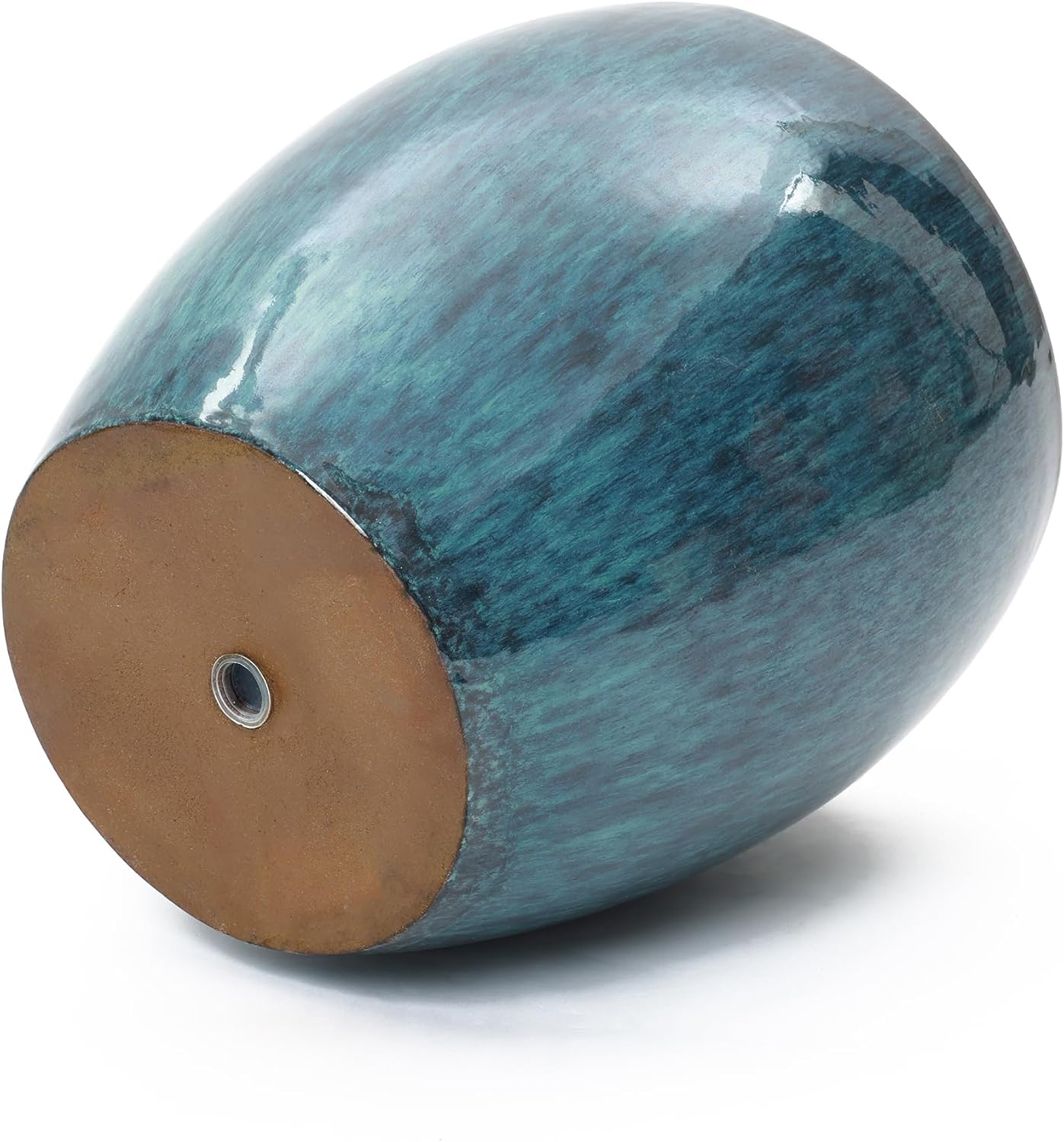 LuxenHome 12" Dia Blue Ceramic Pots for Plants, Large Indoor Outdoor Plant Pot with Drainage Hole and Rubber Plug, Modern Glazed Ceramic Planter Pot for Home Patio Garden