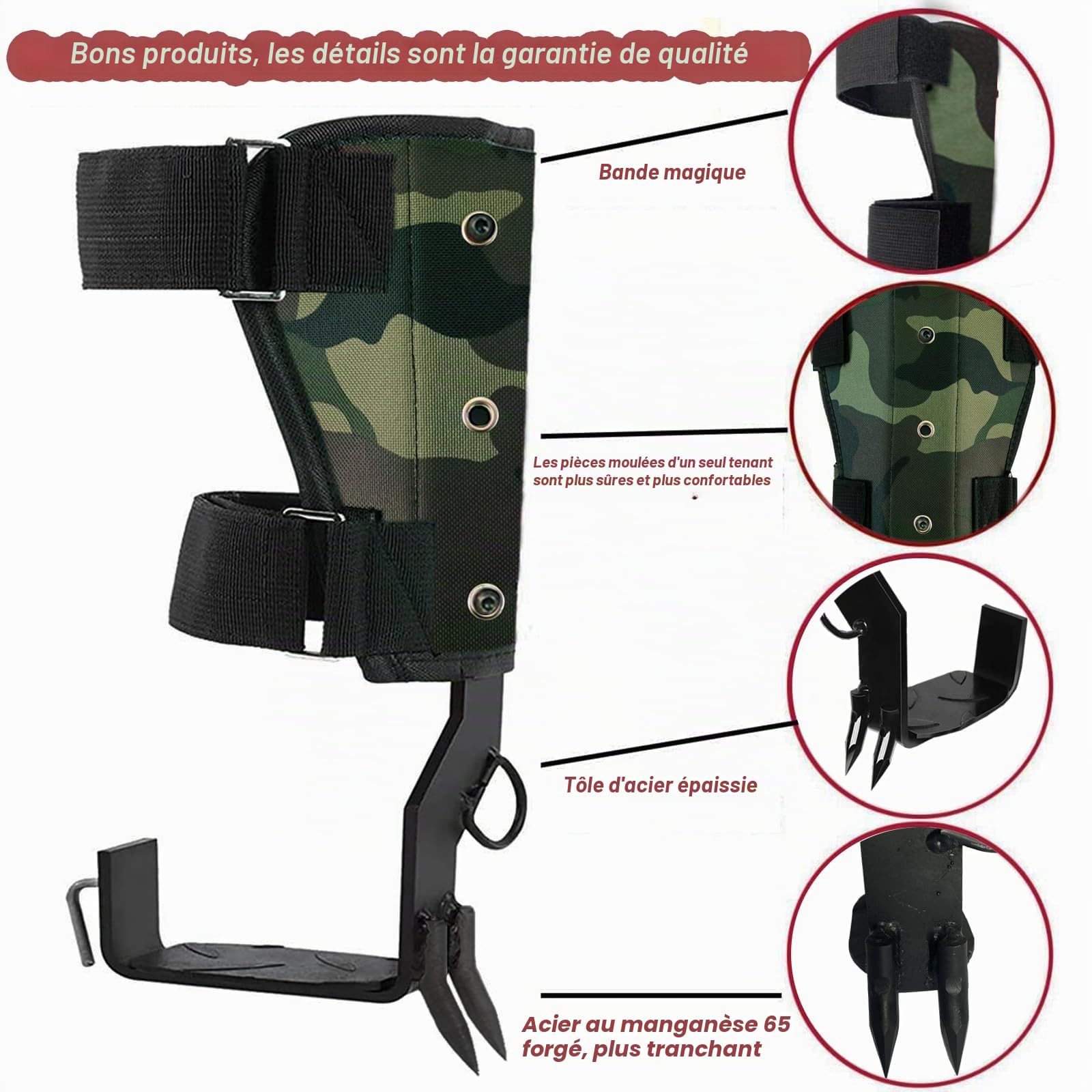 Crampons Escalade Arbre, équipement antidérapant et kit forestier pour chaussures d'escalade et camping