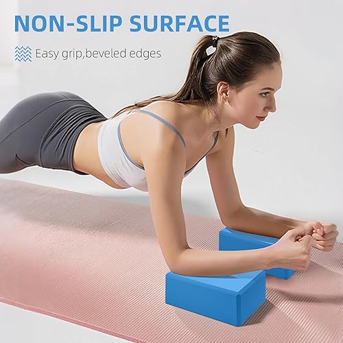 Miniatura 6 de Bloques de yoga, bloques de espuma EVA de apoyo, bloque de yoga antideslizante resistente para pilates, meditación, estiramiento y tonificación,