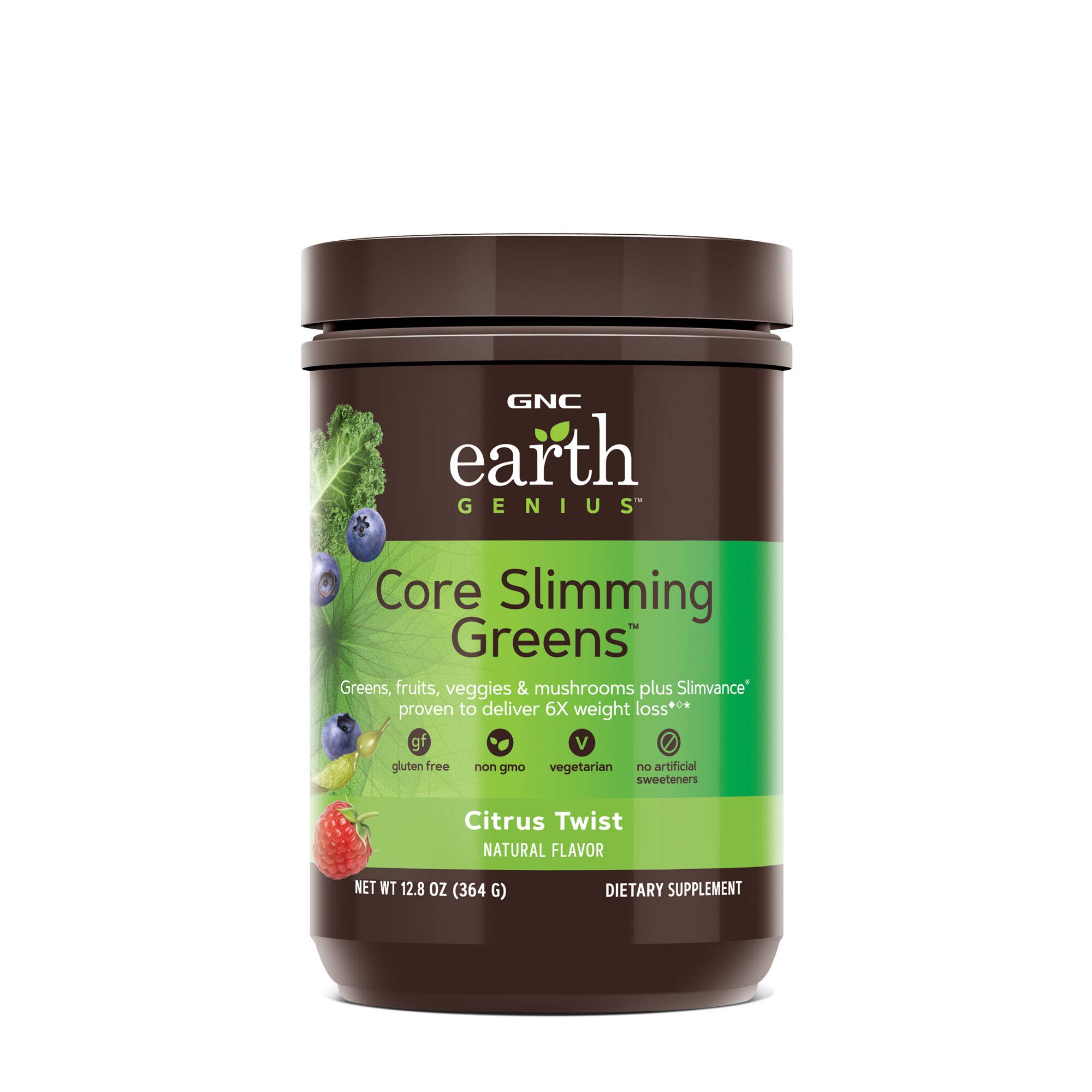 GNC Earth Genius Core Slimming Greens - Citrus Twist, 28 Servings, Fruit and Veggie Mix with Slimvance to Support Weight Loss