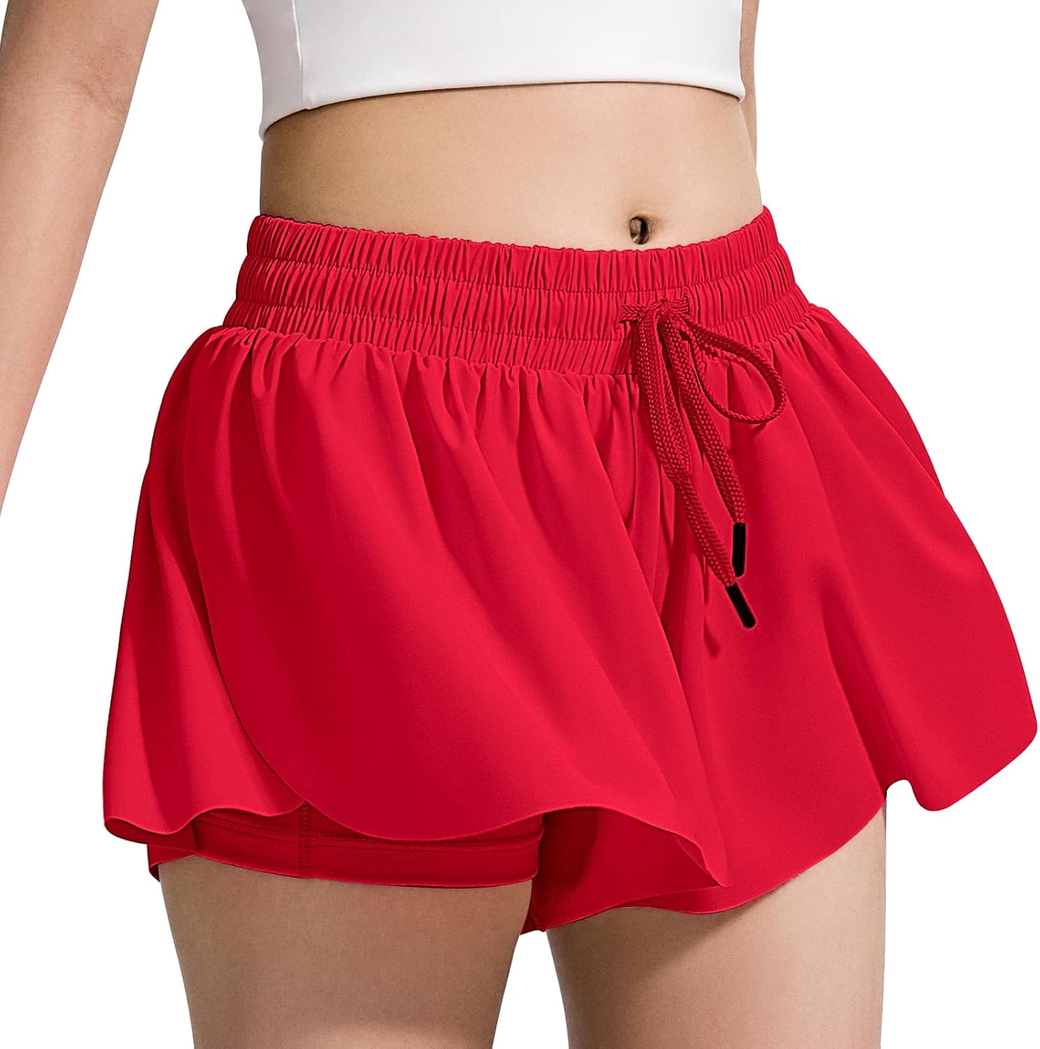 BOOPH Girls Flowy Shorts Athletic Butterfly Shorts with Inner Pockets 2-in-1 for Girls Running Tennis Sports