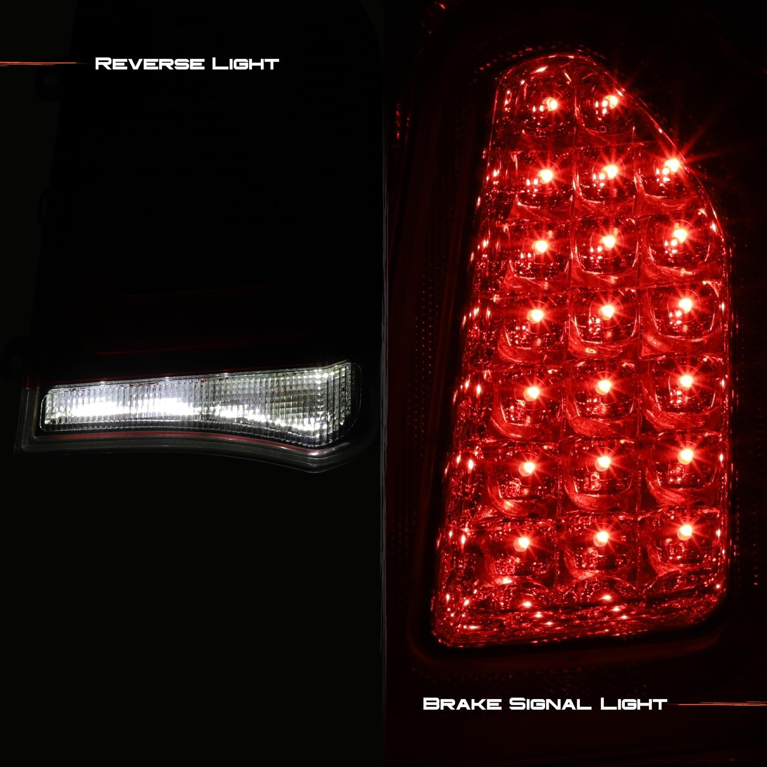AKKON - Fit 2015-2023 Chrysler 300 15-23 OE Style [Full LED] Tail Light Chrome Bezel Brake Lamp Red Clear Passenger Side Replacement