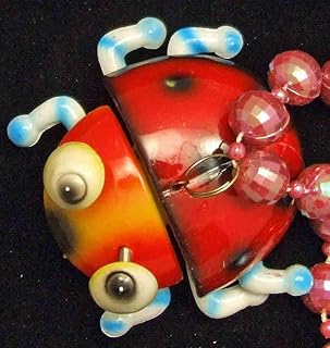 Bobble Head Lady Bug Beads Necklace New Orleans Mardi Gras Spring Break Cajun Carnival Festival