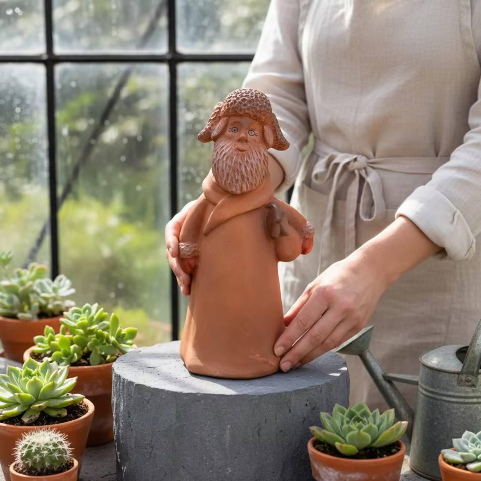 Gartenfigur aus Magnesiumoxid dekorativ Gartenstatue mit Terrakottafarben-Finish witterungsbeständig Gartenfigur für Sammler