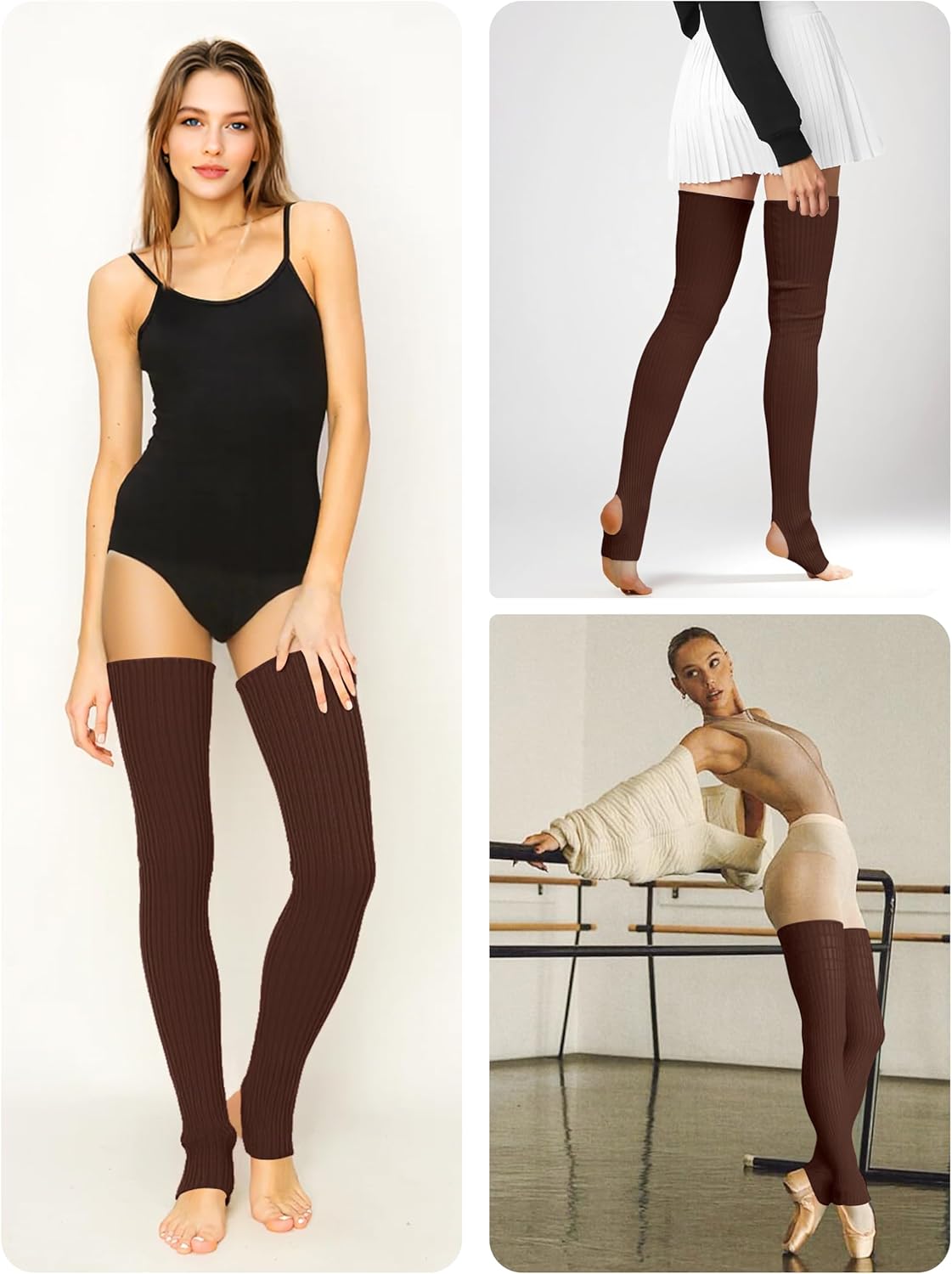 v28 Women Girls Thigh High Neon Ribbed Long 80s 90s Party Skating Leg Warmers - Image 5