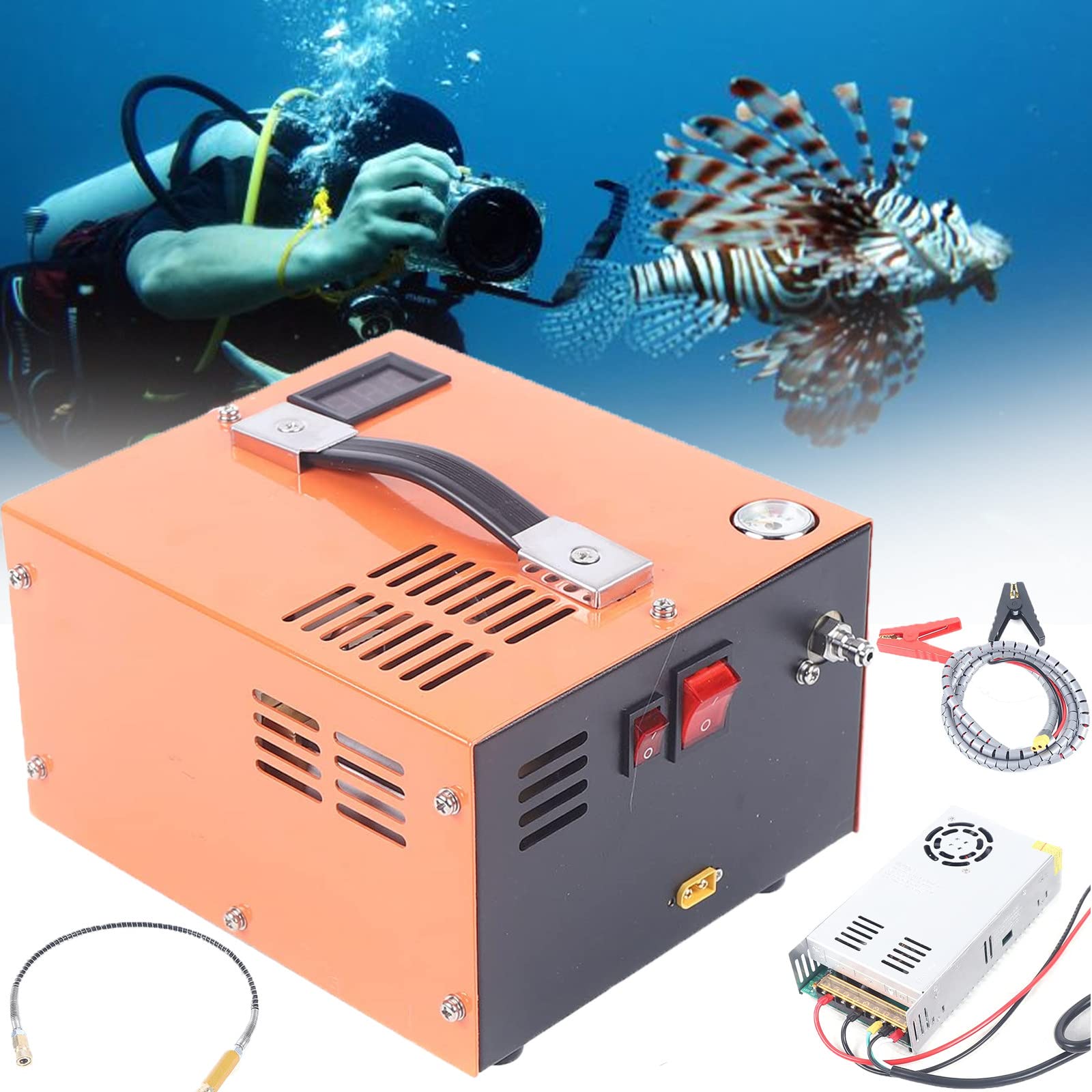 Sprężarka powietrza PCP, 350 W 12 V Wysokociśnieniowy transformator sprężarki powietrza Pompa powietrza PCP Pompa sprężarki powietrza z wbudowanym chłodzeniem