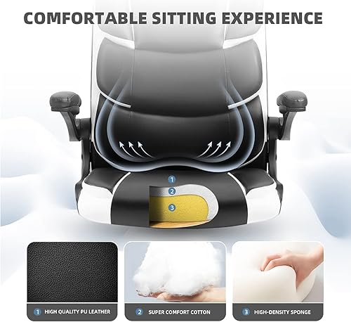 Miniatura 5 de SEATZONE Sillas de oficina silla ejecutiva giratoria con brazos abatibles moderna silla de computadora con ruedas silla rodante para oficina en casa