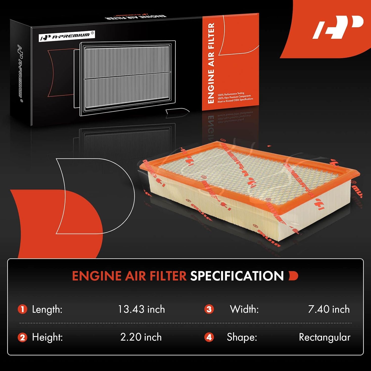 A-Premium 2-PC Engine Air Filter Compatible with Ford F-250 F-350 F-550 Super Duty 1999-2001, F-450 Super Duty 1999-1999, Excursion 2000-2001, V8 7.3L