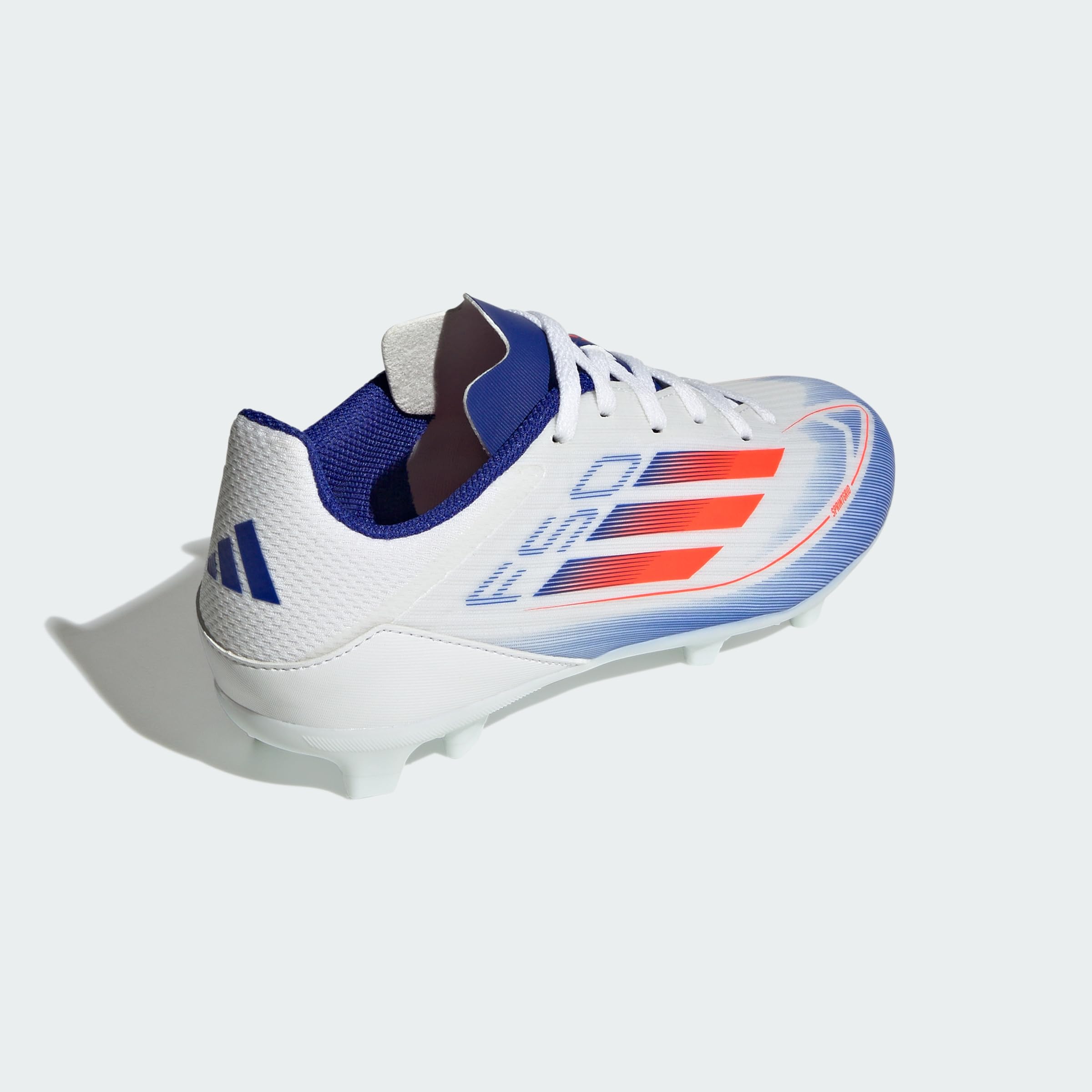 adidas Unisex - Bambini F50 LEAGUE Football boots Firm Ground, Cloud White / Solar Red / Lucid Blue, 36 2/3 EU