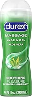Durex Massage & Play Soothing Touch 2-in-1 Lubricant & Massage Gel with Aloe Vera, 6.76 oz - Water-Based, Condom & Toy Safe