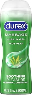 Durex Massage & Play Soothing Touch 2-in-1 Lubricant & Massage Gel with Aloe Vera, 6.76 oz - Water-Based, Condom & Toy Safe
