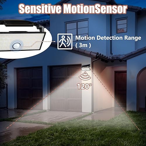 Miniatura 6 de Luces solares para exteriores de 700 lúmenes, 6500 K luz diurna, luz de seguridad con sensor de movimiento portátil y portátil con carga rápida,