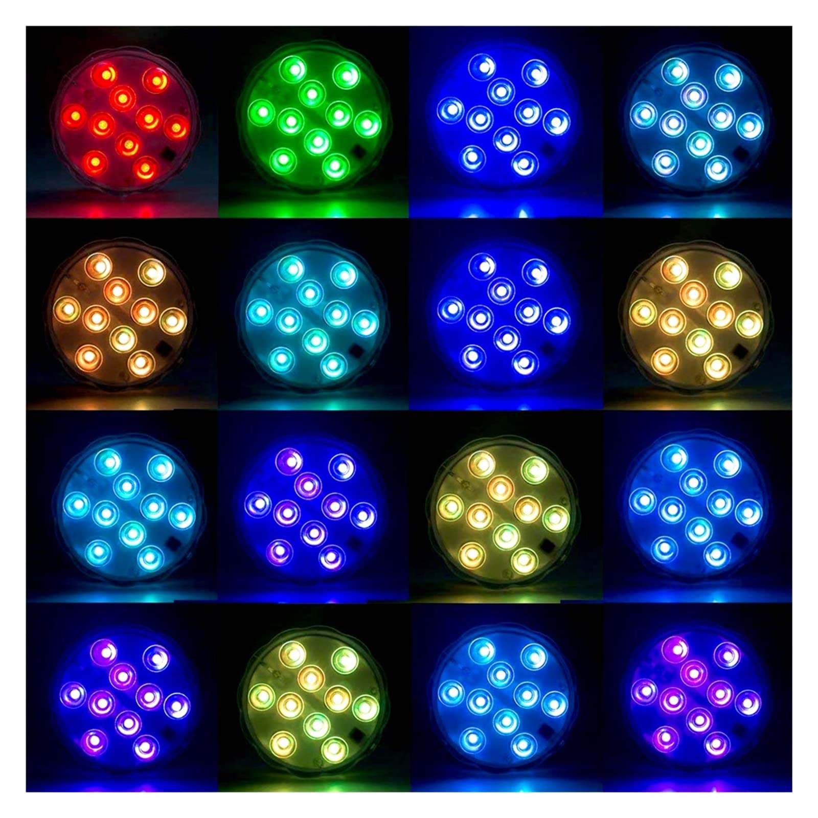 10 diod LED zatapialne światło z pilotem zasilany baterii podwodna lampka nocna do wazonu basenowego miska dekoracja weselna Tworzenie Atmosfery(4 Lamp 1 controller)