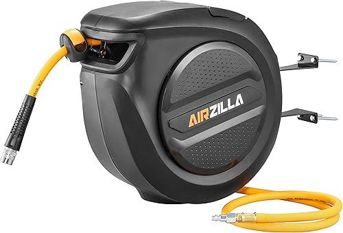 Miniatura 8 de AIRZILLA Carrete de manguera de aire retráctil de 38 pulgadas x 50 pies, manguera de aire híbrida flexible, carrete de manguera de compresor de aire