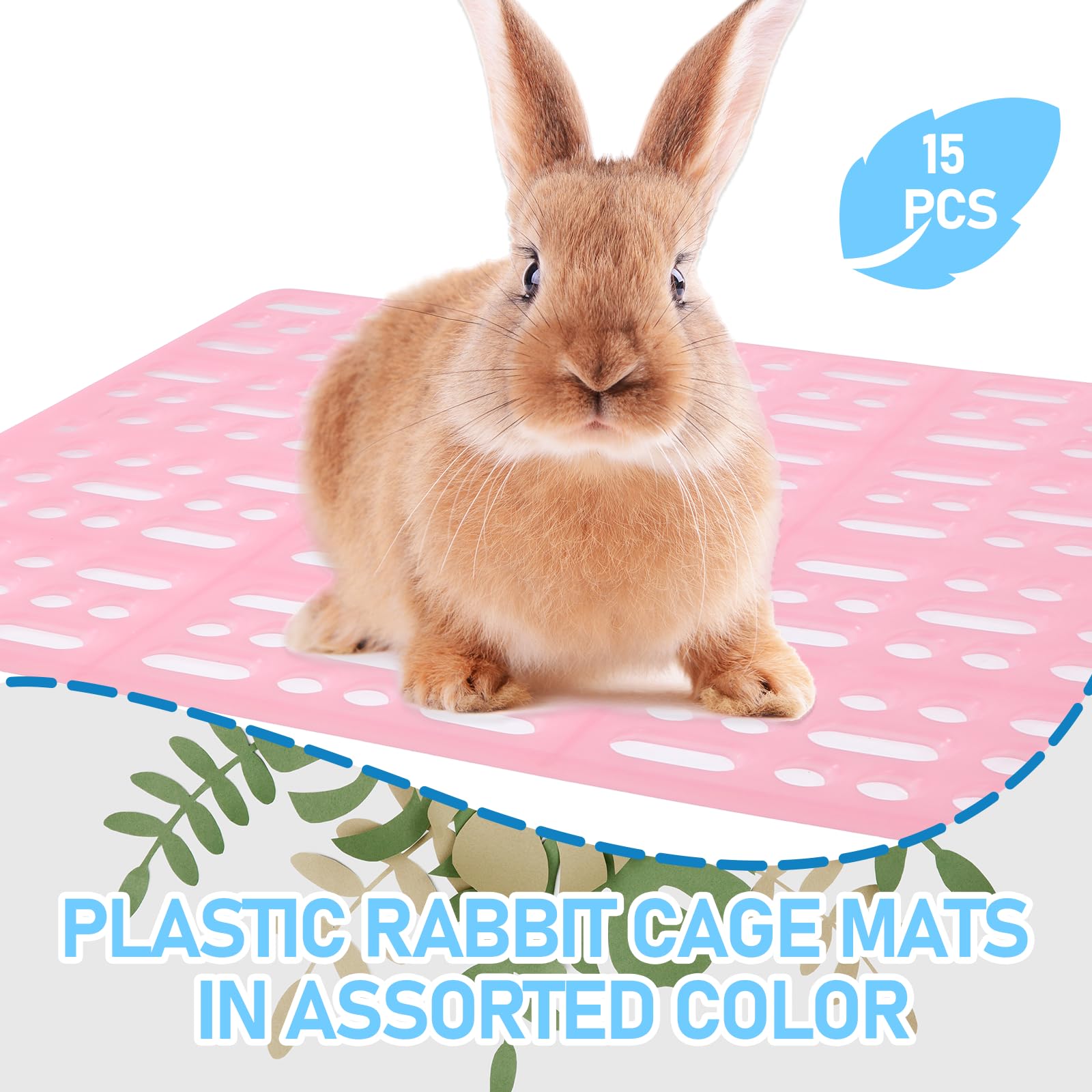 Lemecima Kaninchenkäfigmatte aus Kunststoff, langlebig, für kleine Tierfüße, mit praktischen Verbindungen, Hasen-Pads für einfache Reinigung, für Kaninchen, Ratten, Meerschweinchen, Katzen, 15 Stück