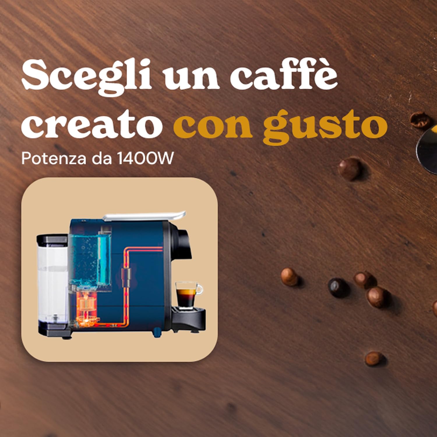 Avilia Macchina Caffè per Capsule 1400W, Pressione 19 Bar, Capacità 700ML, Funzione Spegnimento Automatico, Scaldatazze Integrato