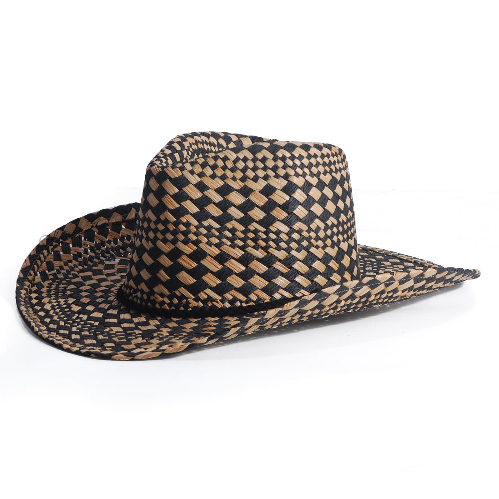Men's Cowboy Hats Summer Women Beach Cowgirl Hat Raffia Unisex Western Sun Hat